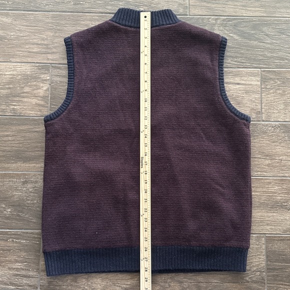 Pendleton Men's Large Shetland Wool Zip Vest Fleece Lined Burgundy Navy - Picture 6 of 9